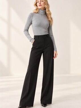 UNIQLO Merino Ribbed Turtleneck Sweater Gray 100% Wool Women’s Size L